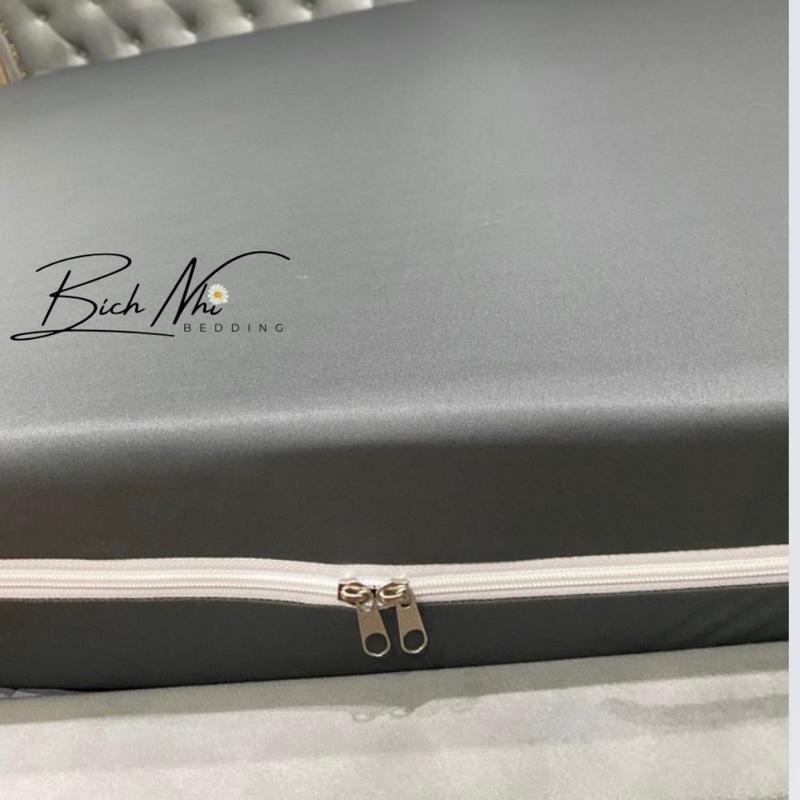 Áo bọc nệm khoá kéo 2 mặt thun silk lạnh màu đủ size nệm