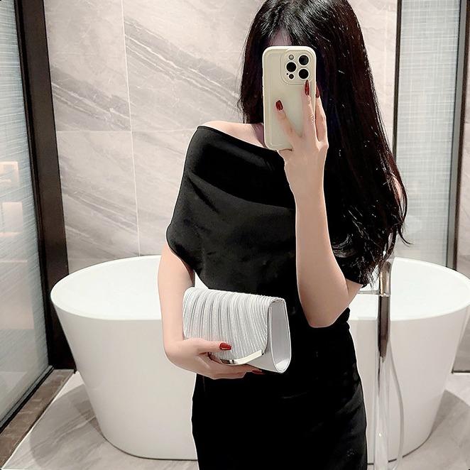 Luxury Banquet Bag, Versatile Dress, Handheld Crossbody Celebrity Diamond Inlaid Chain Bag Wanita Kulit 7