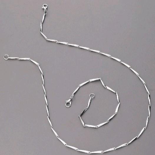 KALUNG TITANIUM SILVER SATU SET PRIA WANITA MODEL RANTAI PADI ACCESORIES IMPORT QUALITY ANTI KARAT 3