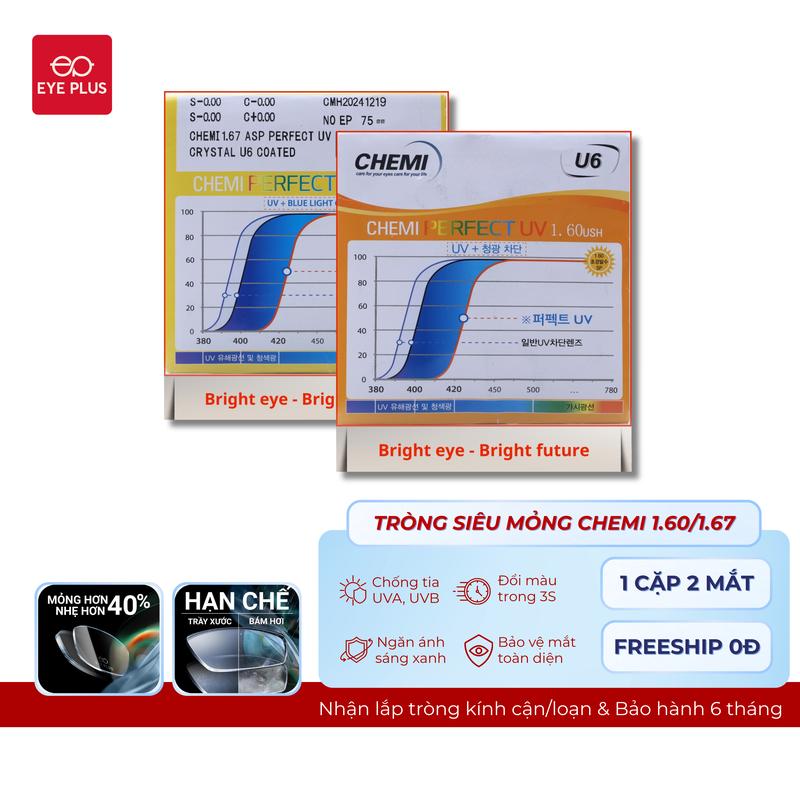   MỞ BÁN  Tròng Kính Cận Loạn Có Độ Chính Hãng Eye Plus Tròng Siêu Mỏng Lọc Ánh Sáng Xanh Chemi Hàn Quốc 