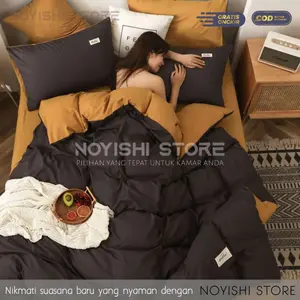 Sprei Set Bedcover Polos Aesthetic Two Tone Kombinasi Dua Warna Trend Kekinian Kualitas Bahan Premium Ukuran 200, 180, 160, 120, 100, 90 Paket Lengkap