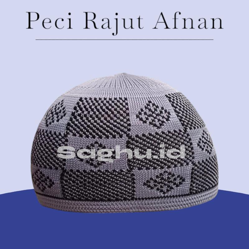 Peci Rajut Motif Afnan Kopiah haji songkok dewasa saghu.id Muslim Nyaman 1