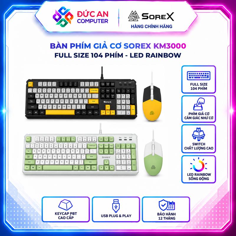 Bộ Phím Chuột SOREX KM3000 Pro (Mix Nhiều Màu)