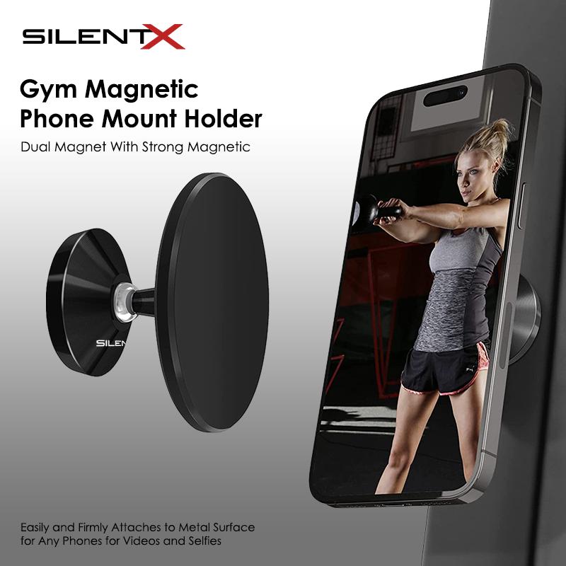 SILENTX Universal Dual Magnetic Gym Phone Mount Holder Dual Dua Sisi Magnet Dudukan Hp Handphone Dinding Car Phone Double-Sided Magnetic Aksesoris Alat Gym Fitness Magsafe Holder SilentX 8