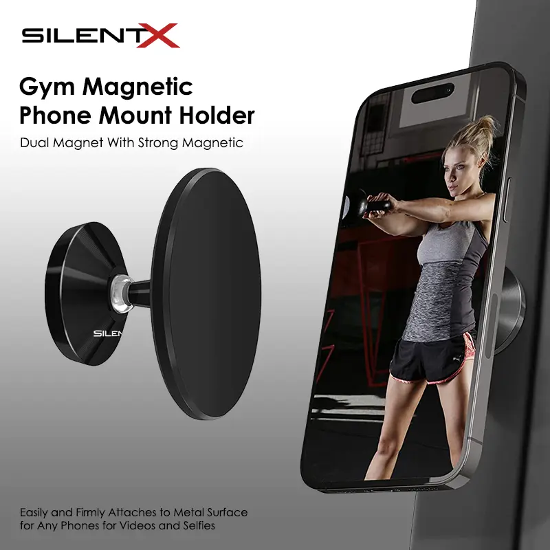 SILENTX Universal Dual Magnetic Gym Phone Mount Holder Dual Dua Sisi Magnet Dudukan Hp Handphone Dinding Car Phone Double-Sided Magnetic Aksesoris Alat Gym Fitness Magsafe Holder SilentX 7
