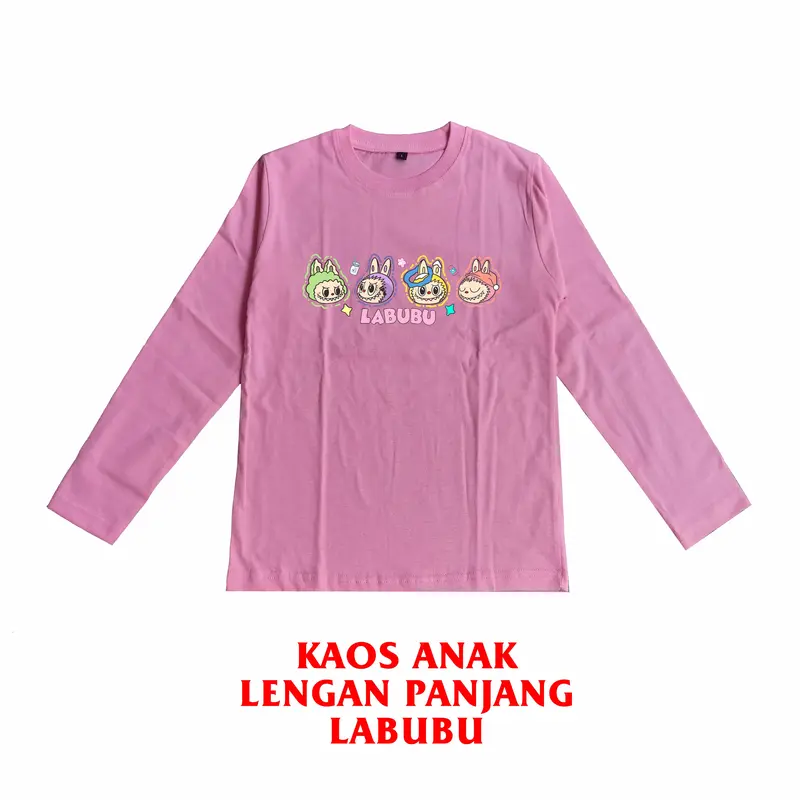 Kaos Anak Perempuan Lengan Panjang Gambar Labubuu Usia 4-12 Tahun 6