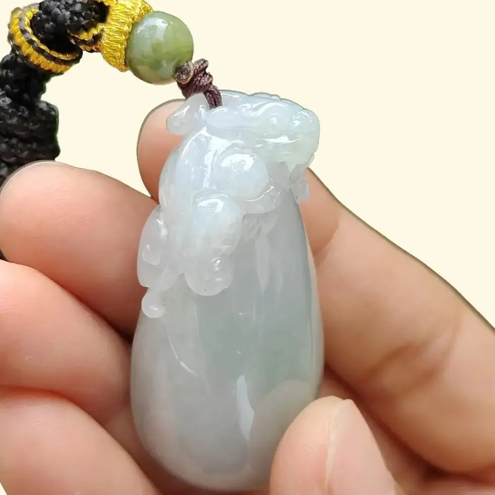 Crafted with Pixiu On Fuku Melon Burmese Natural Type A Jadeite Jade as Pendant, QIC labs approved certificate weighs 34.54 grams, measurement 47.3 * 22.2 * 16.5 mm (pendant315)