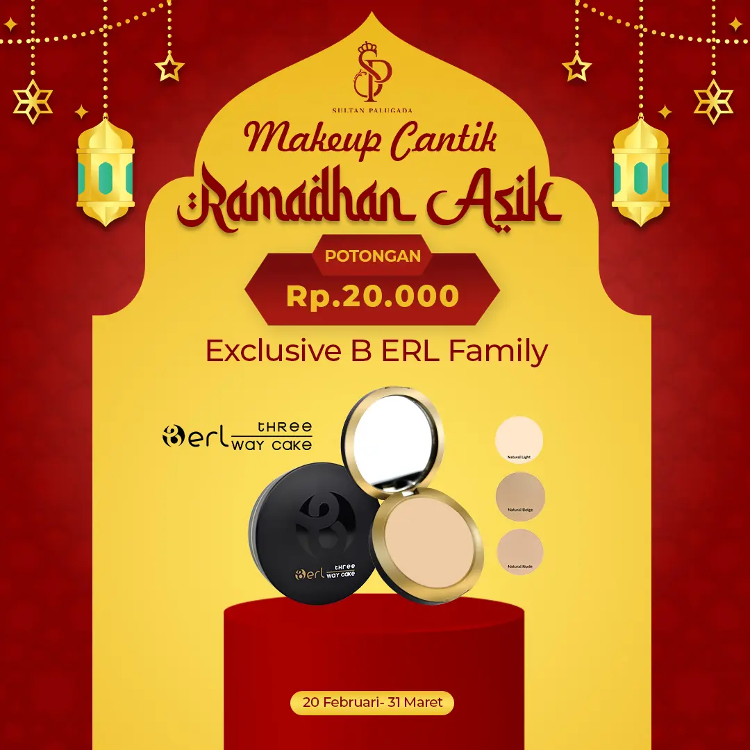 B Erl Three Way Cake Compact Powder yang membantu menyarkan flek hitam BERLOFFICIALSTORE BERLOFFICIALSHOP BERLOFFICIAL Loose Wajah Extract Kosmetik