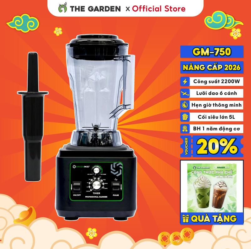 Máy xay sinh tố công nghiệp THE GARDEN x GREENMIX công suất 2200W, máy xay sinh tố chuyên dụng, Bảo hành 12 tháng