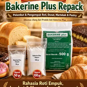 Pelembut Repack BAKERINE PLUS Bred Improver Pengempuk Roti Donat Tambahan Bahan Kue Tepung 50 gr