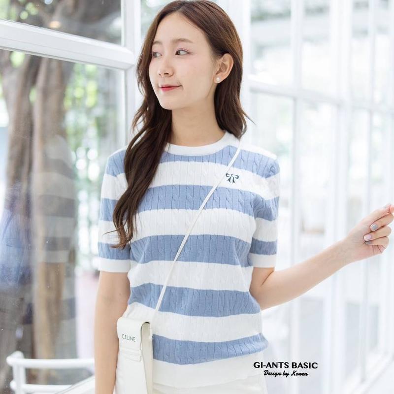 Baju Rajut Korea Style Wanita Lengan Pendek Giant Basic GI458 Knit Top Bkk Import Bangkok 6