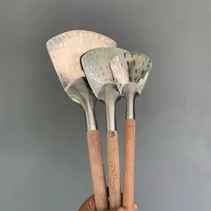 sutil/spatula handmade stainless gagang kayu Penggorengan Kitchenware sutil/spatula handmade stainless gagang kayu Penggorengan Kitchenware
