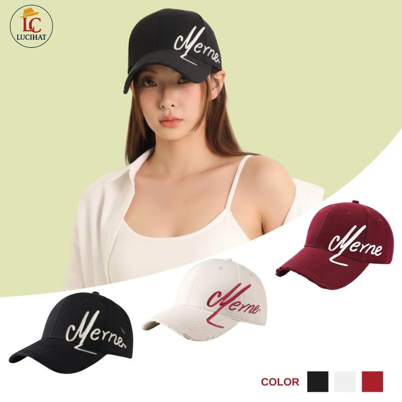   DÀNH CHO ĐẦU TO  Mũ lưỡi trai rách nam nữ phong cách Hàn Quốc nón kết kiểu dáng mới nâng cấp thiết kết dành cho chu vi đầu to vành rộng sâu lòng giúp che khuyết điểm thêu chữ trẻ 