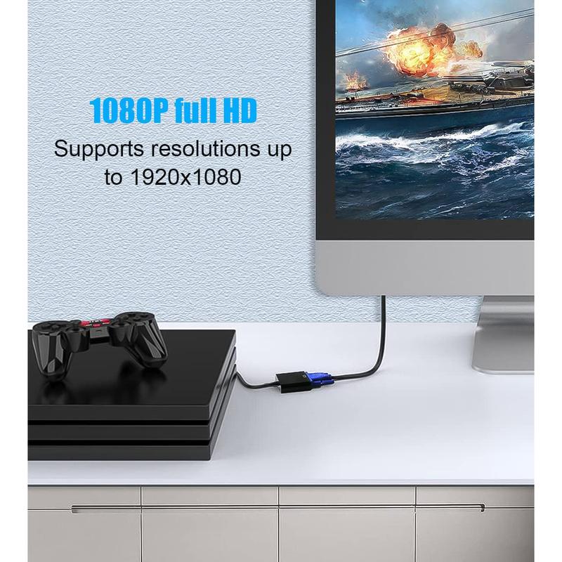 HDMI to VGA, Gold-Plated HDMI to VGA Adapter (Male to Female) for Computer, Desktop, Laptop, PC, Monitor, Projector, HDTV, Chromebook, Raspberry Pi, Roku, Xbox and More - Black 3