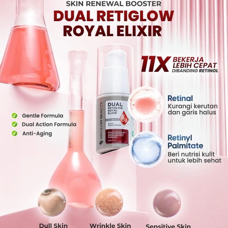 MS GLOW ELIXIR BOOSTER SERUM Maxi Royal, Dual Retiglow, Acne Zone Berjerawat Mencerahkan 3