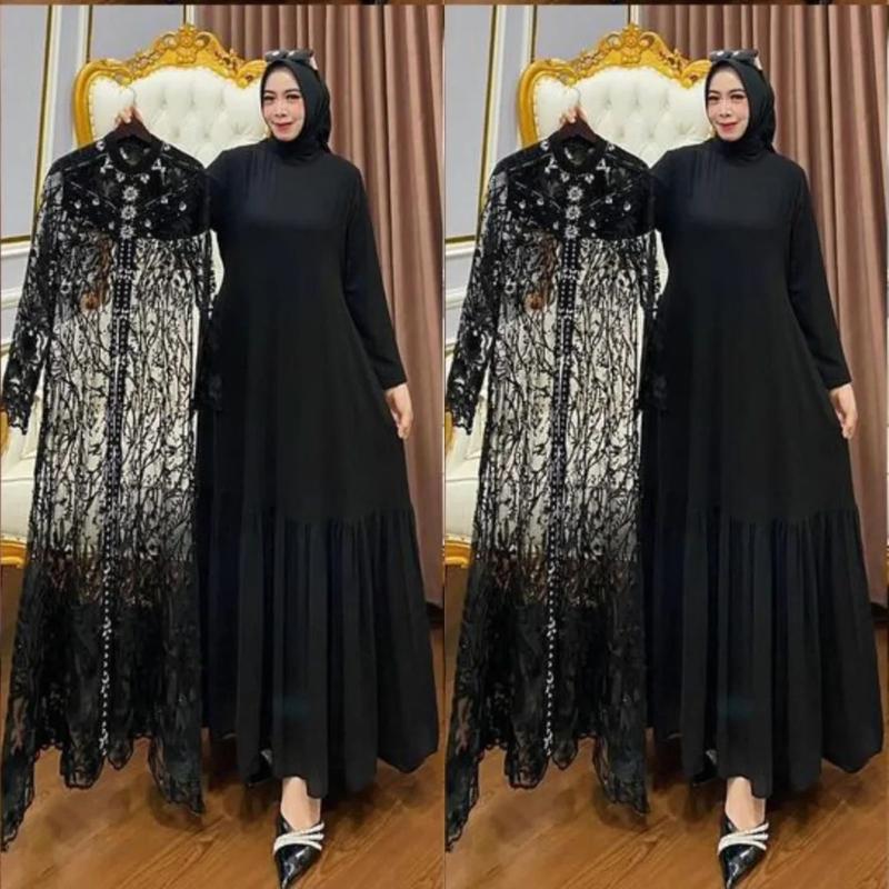 AF - ZALLIA DRESS Bahan ceruty baby doll full furing outer brukat terpisah / gamis brokat model terbaru 2024 super mewah / gamis kondangan kekinian kualitas premium / gamis lebaran 2025 terlaris / gamis wanita dewasa / gamis viral termurah bisa ( COD ) 5