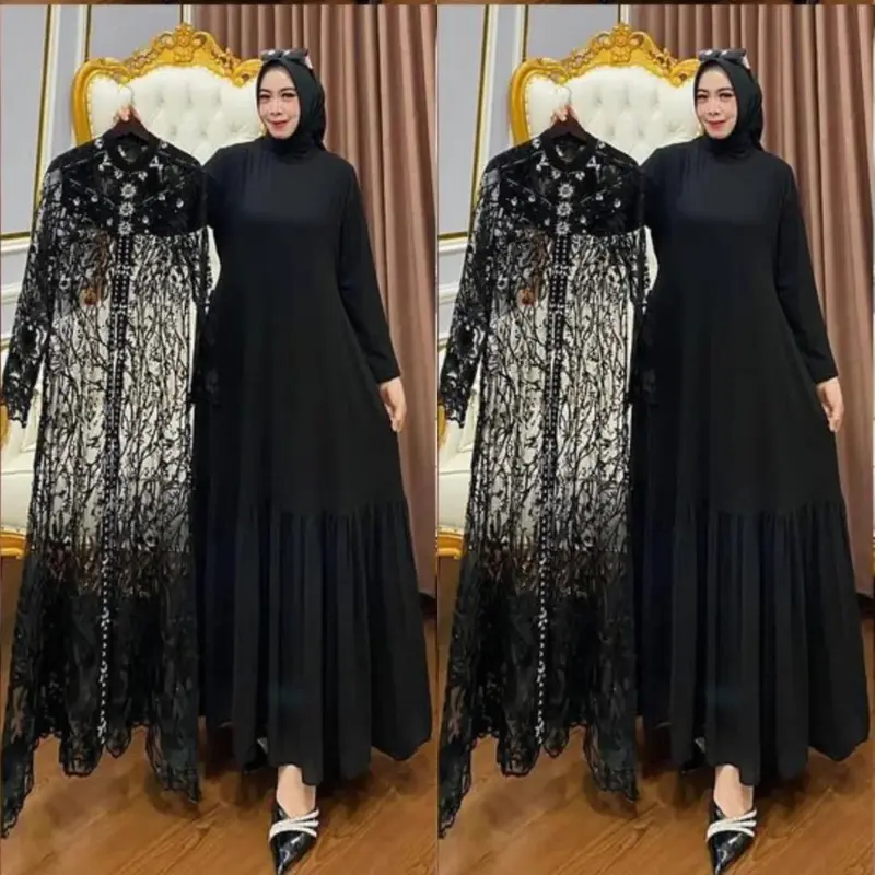 AF - ZALLIA DRESS Bahan ceruty baby doll full furing outer brukat terpisah / gamis brokat model terbaru 2024 super mewah / gamis kondangan kekinian kualitas premium / gamis lebaran 2025 terlaris / gamis wanita dewasa / gamis viral termurah bisa ( COD ) 4