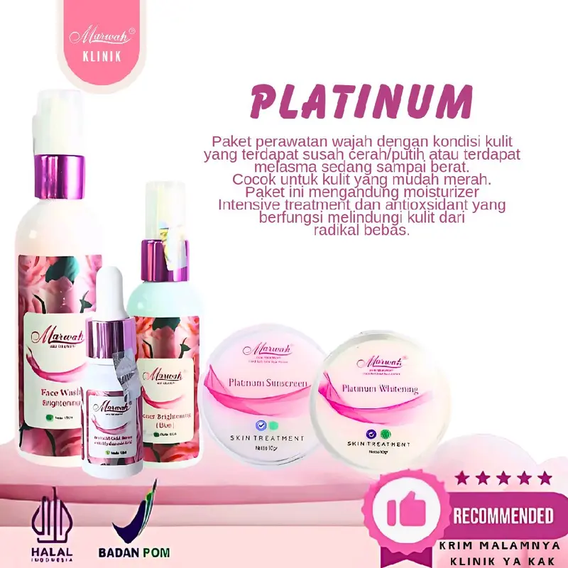 Paket Platinum Marwah skincare original buat wajah cerah glowing lembab bebas flek hitam 4