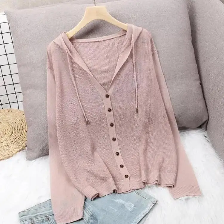 Áo cardigan Dệt Kim Dài Tay Cho Nữ, Áo Len Lụa Chống Nắng Mỏng khoét Áo Hoodie Ngắn Mùa Hè, Hàng Mới Về