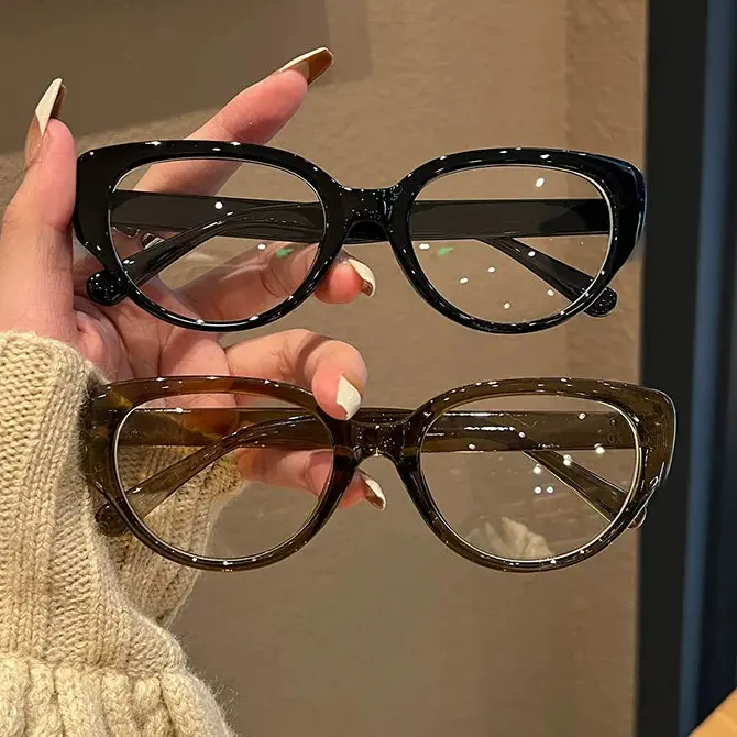 Korea thick frame cat eye flat glasses female ins fine student birthday gift