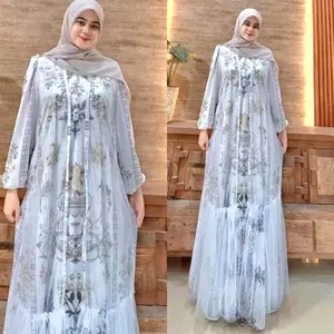 Drees Amara Gamis Cantik Mewah Gamis kondangan Ceruty Armany mix Rompi Tile