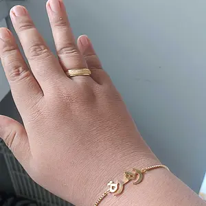 Gelang Nama Arab Titanium Wanita Bahan 316L Stainless Steel Lapis Emas 18K - Serut Arabic Bracelet