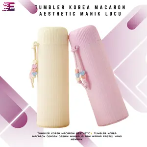 Botol Kaca Macaron New Tutup Oval Tumbler Glass Termos Souvenir Botol Minum Wadah Bekal