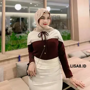 Queen Blouse Knit Premium melar Puff Kombinasi Katun Burkat halus Atasan wanita Korean Style Kekinian