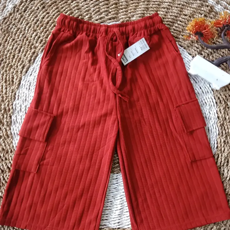 celana kulot pendek- celana pendek cargo.  celana pendek wanita. Hitam Santai Melar Casual Basic sehari hari 2