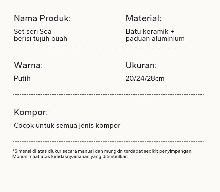 Redchef Nonstick Ceramic Rock Sea 7 Pcs Cookware Set Non PFAS& PTFE& PFOA Suitable for All Stoves Wok Frying Pan