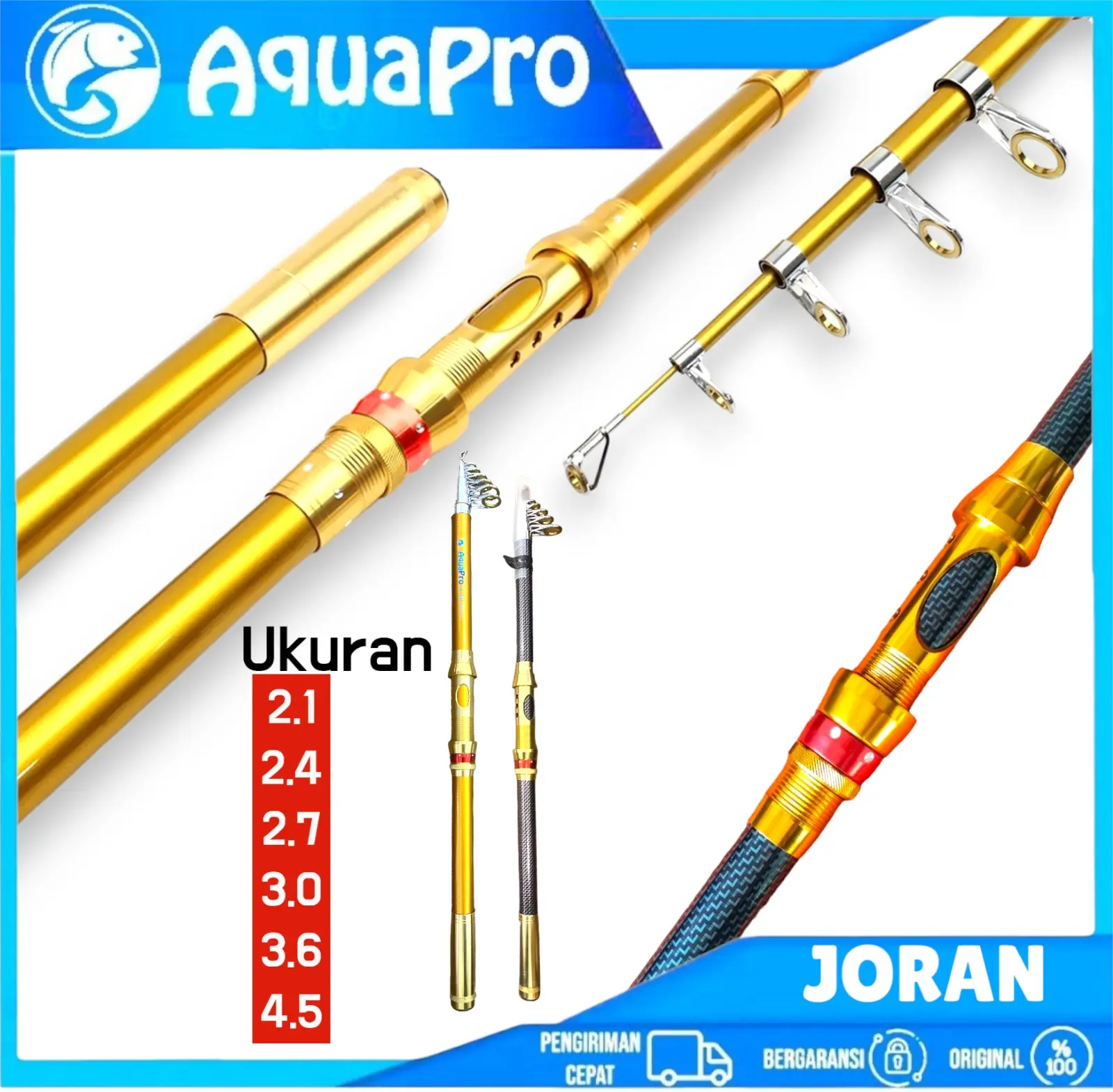 Aquapro Joran Pancing Portable High Carbon Joran Laut Telescopic Antena Tongkat Pancing Ikan Laut Teleskopik Portabel Karbon Super Kuat Besi