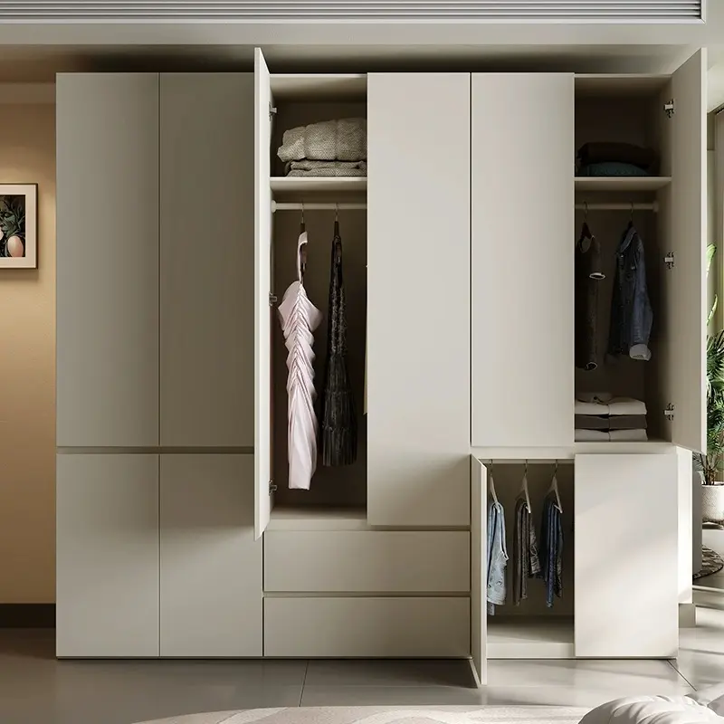 【Pre-order】Cream style modern simple one to top wardrobe home bedroom assembly swing door light luxury storage wardrobe