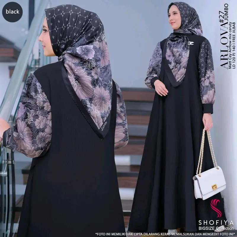 gamis wanita set hijab modis size jumbo arlova series 120 by shofiya kekinian Linen Kancing Airflow 3