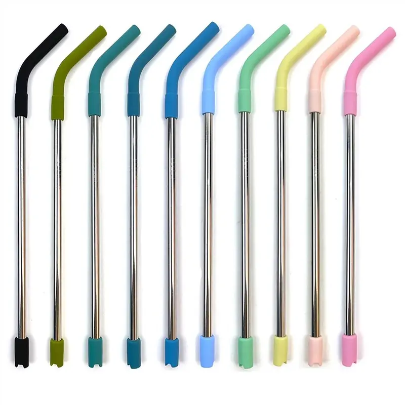 Ống hút Uống Nước Cầm Tay với đầu silicon, Ống hút thẳng và cong bằng thép không gỉ, Chịu Nhiệt Độ Cao, Thích hợp cho chai Stanley, Đồ dùng chai, Cốc Uống Nước 1