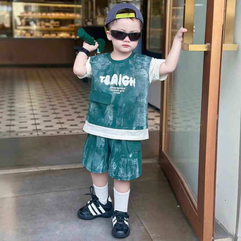  Khosimegao Bộ Quần Áo Hè Cotton Màu Xám & Xanh Loang Phong Cách Hàn Quốc Cho Bé Trai Size 8-30kg Chất Liệu Mềm Mịn Thoáng Khí Phù Hợp Cho Bé 8-30kg Jean Kaki Đường May Tỉ Mỉ Chắc Chắn 