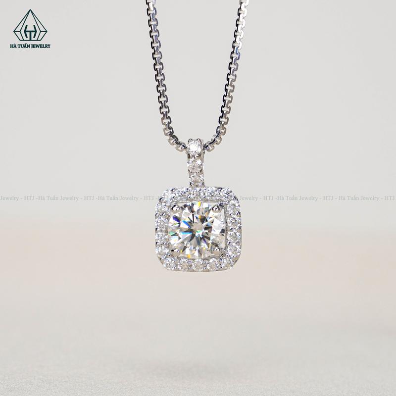  Mặt Dây Chuyền Bạc Viên Chủ Đá Moissanite 6.3mm PX082 Hà Tuấn Jewelry 