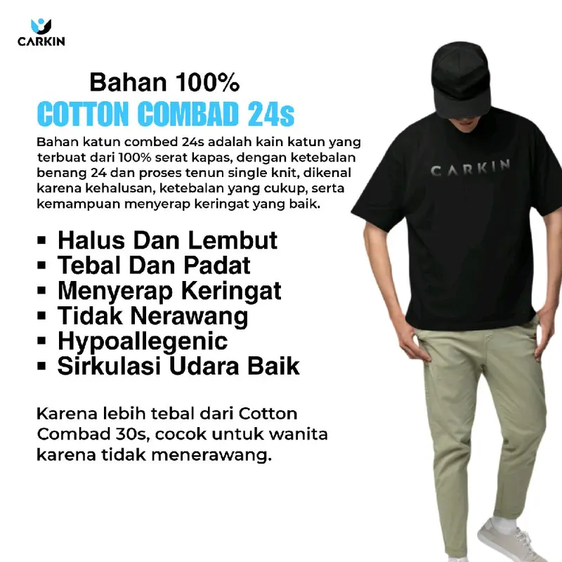Carkin Velocity Kaos Katun Combed 24s Cewek Cowok Unisex Fit Keren Tangan Pendek 4
