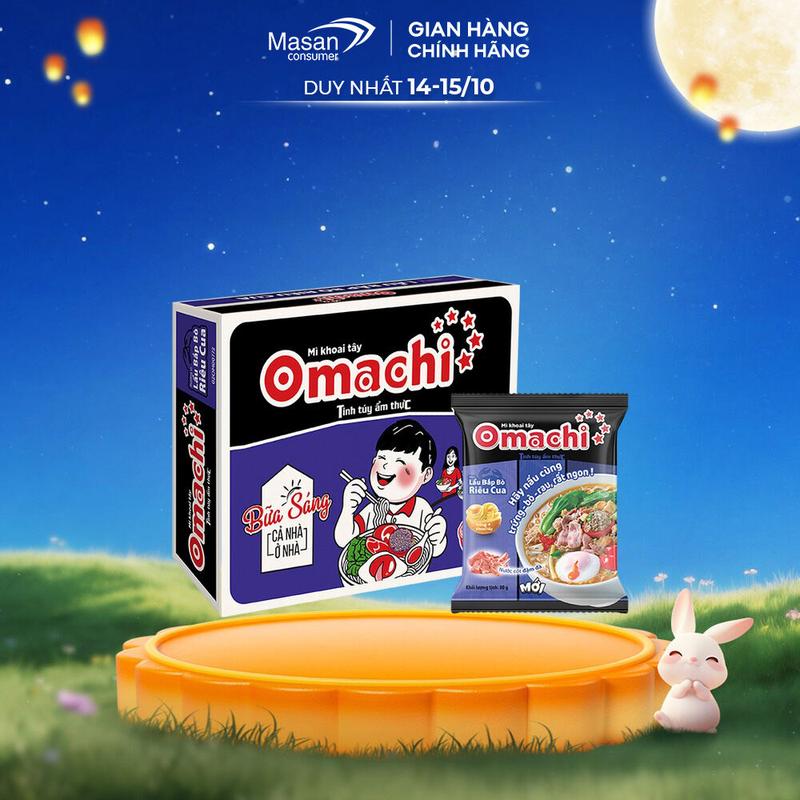 Mì dinh dưỡng khoai tây Omachi hương vị lẩu bắp bò riêu cua 30 gói x 80gr