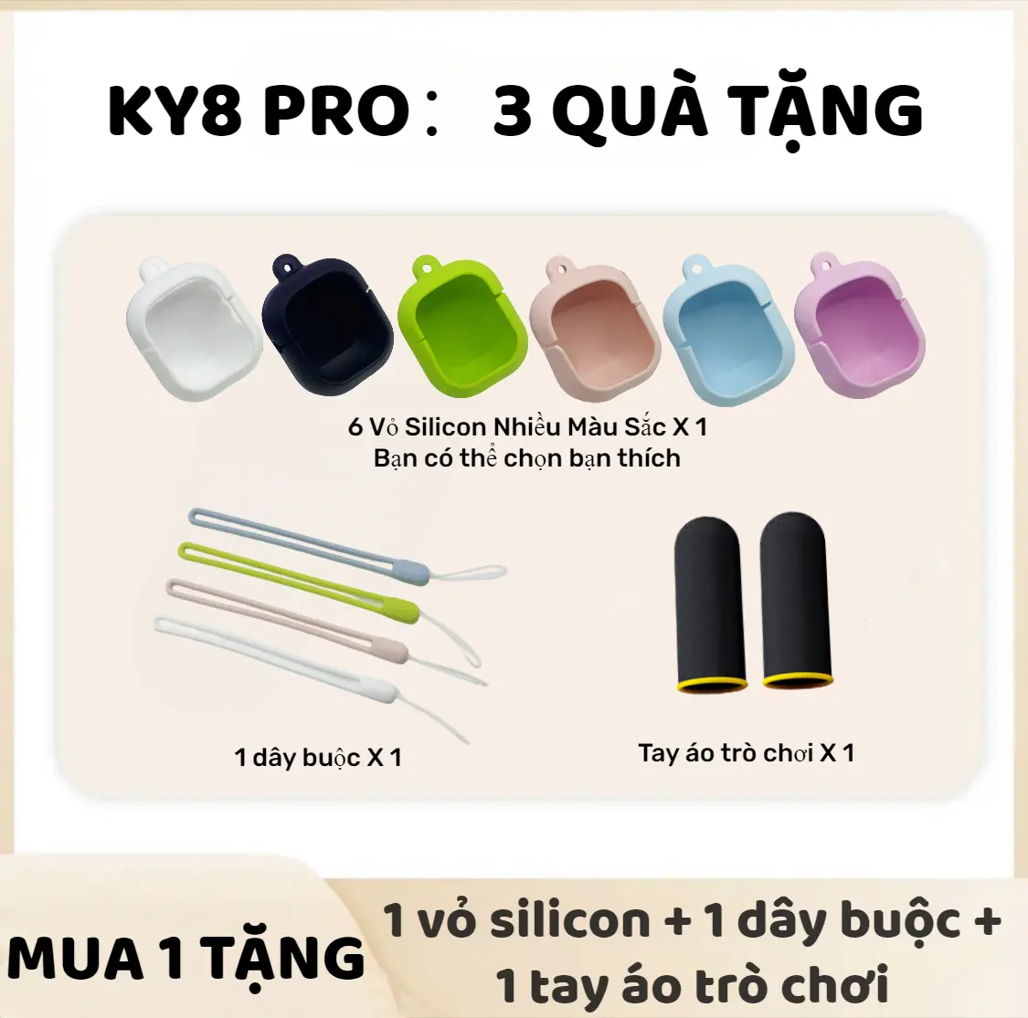 Tai nghe KY8 PRO [3 Quà tặng] 1 Vỏ silicon+1 Dây buộc+1 Bao tay chơi game, Thân trong suốt, Âm  thanh nổi không dây thực sự với màn hình kỹ thuật số, Micrô tích hợp | BigBuy360 - bigbuy360.vn