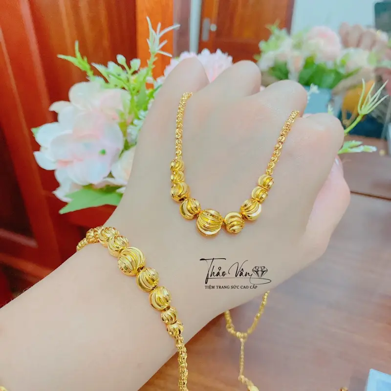 Set Lắc bi nữ, dây chuyền bi nữ, vòng đeo tay bền màu thiết kế cao cấp