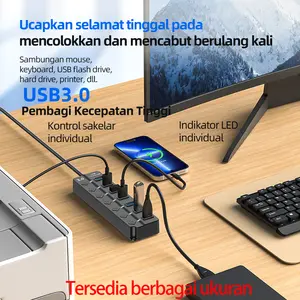 KIVEE USB3.0 USB splitter USB adapter multi-port independent power switch extender 30CM line using USB disk mouse keyboard