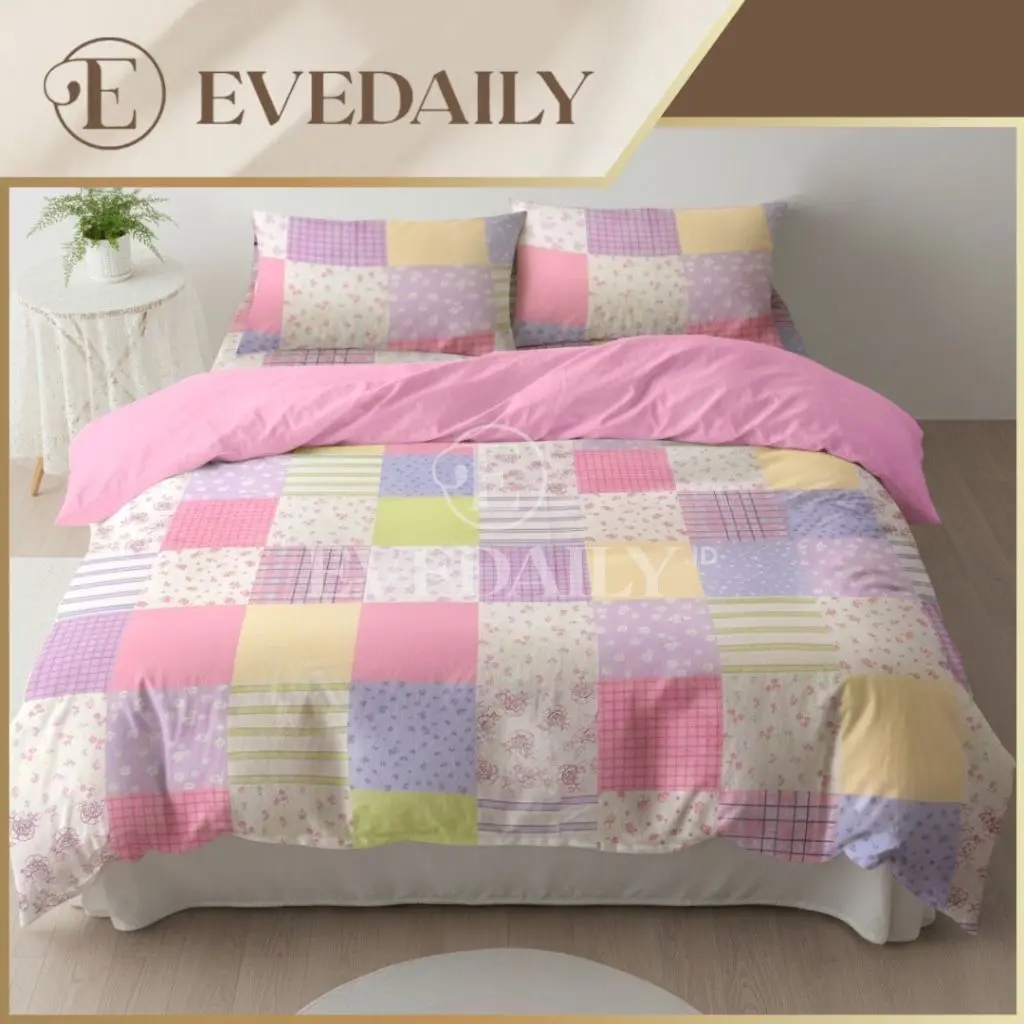 Bed Cover Set Estetik Cozy Garden Mix Baby Pink - 90x200 - 200x200 - Evedaily