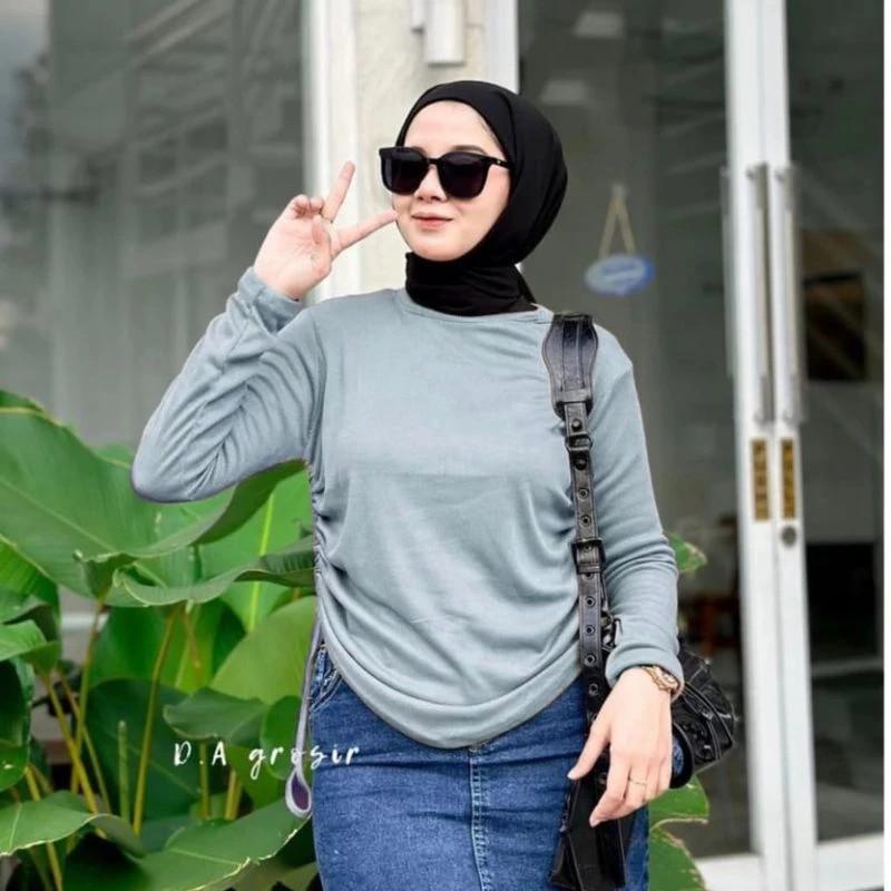 BLOUSE SERUT KNIT MODEL TERBARU /ATASAN SERUT Rib kemeja bona Panjang Wanita Nyaman viral