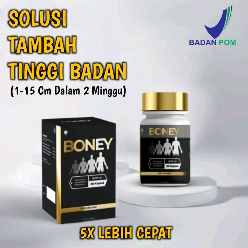 BONEY PENINGGI BADAN SUPLEMEN KESEHATAN TULANG PRIA & WANITA NAIK 5-15 CM AMAN BPOM TERBAIK TERRARIS ORIGINAL 1