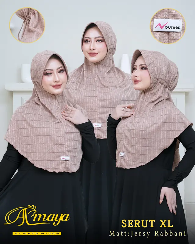 Hijab Instan Rabbani Serut Tali Belakang Bergo Hamidah Daily size XL Busa Casual 1