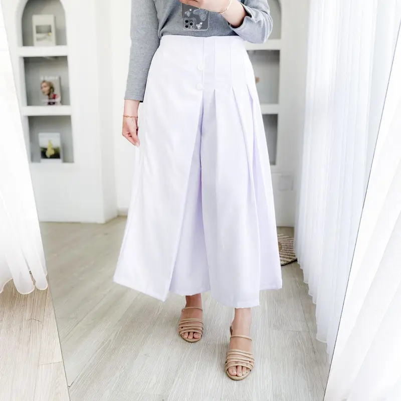 Celana Kulot Katun Barens Pants - Celana Panjang Casual Wanita Linen Rocela Bawahan Muslim Celana Kekinian 4