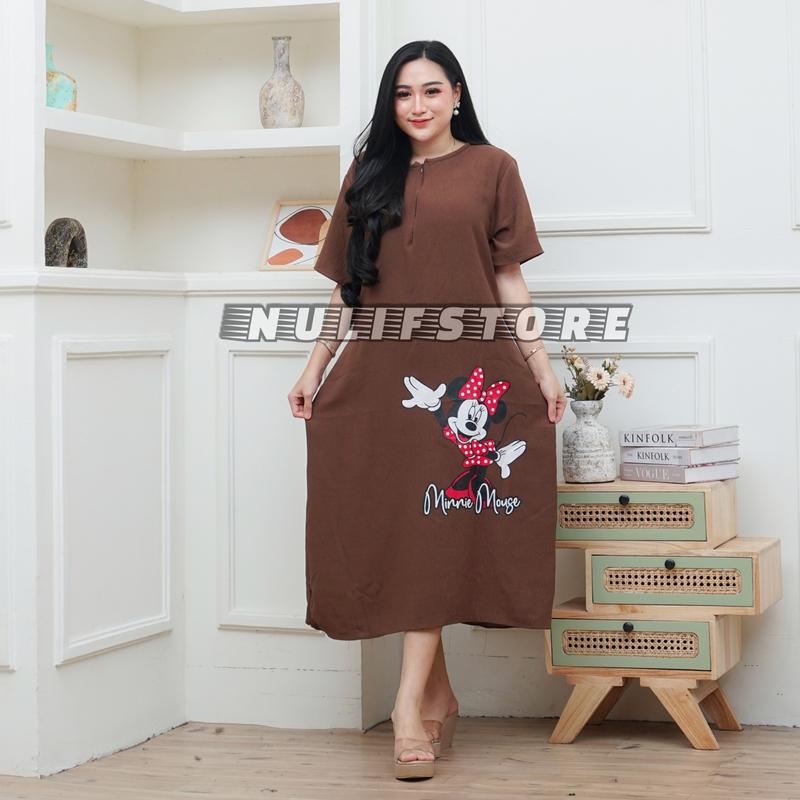 Daster Karakter Longdress Sablon Crinkle Airflow Busui Nyaman Panjang Kantong 4