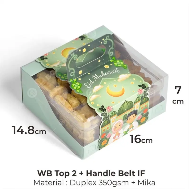 1 Lembar Dus Box Handle Lebaran Toples 2 x 350 gram & 3 x 350 gram Idul Fitri WB Top 2 & WB Top 3 1
