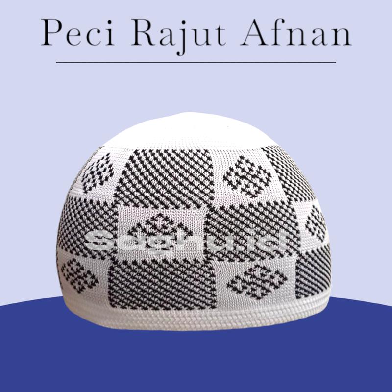 Peci Rajut Motif Afnan Kopiah haji songkok dewasa saghu.id Muslim Nyaman 4