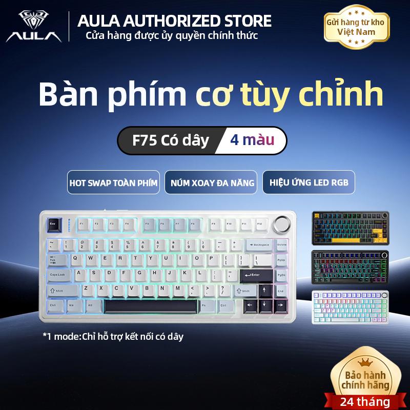 AULA F75 Bàn phím chơi game cơ học switch đỏ/xanh, 1 chế độ, kết nối có dây